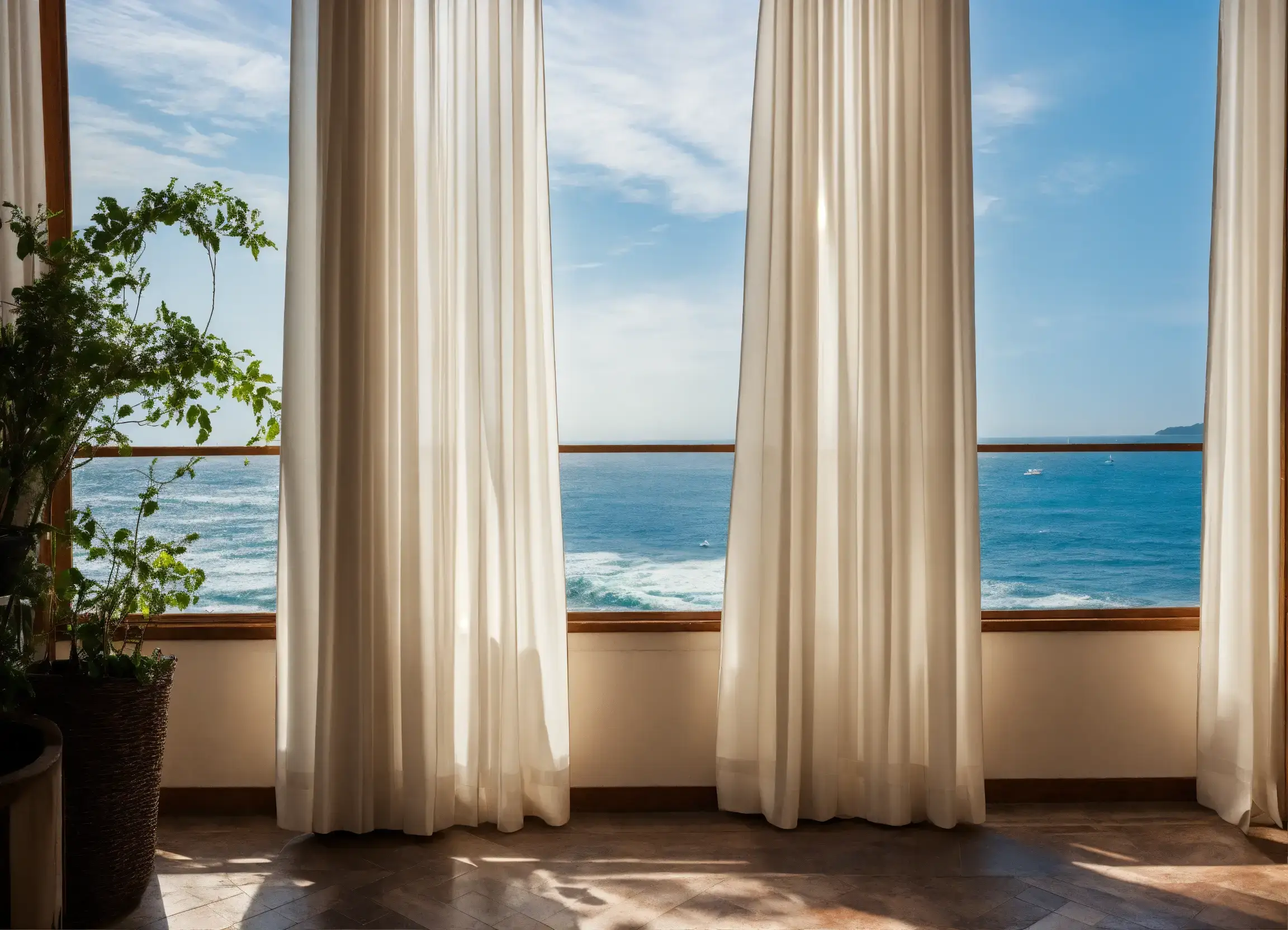 Rustieke slaapkamer met linnen gordijnen